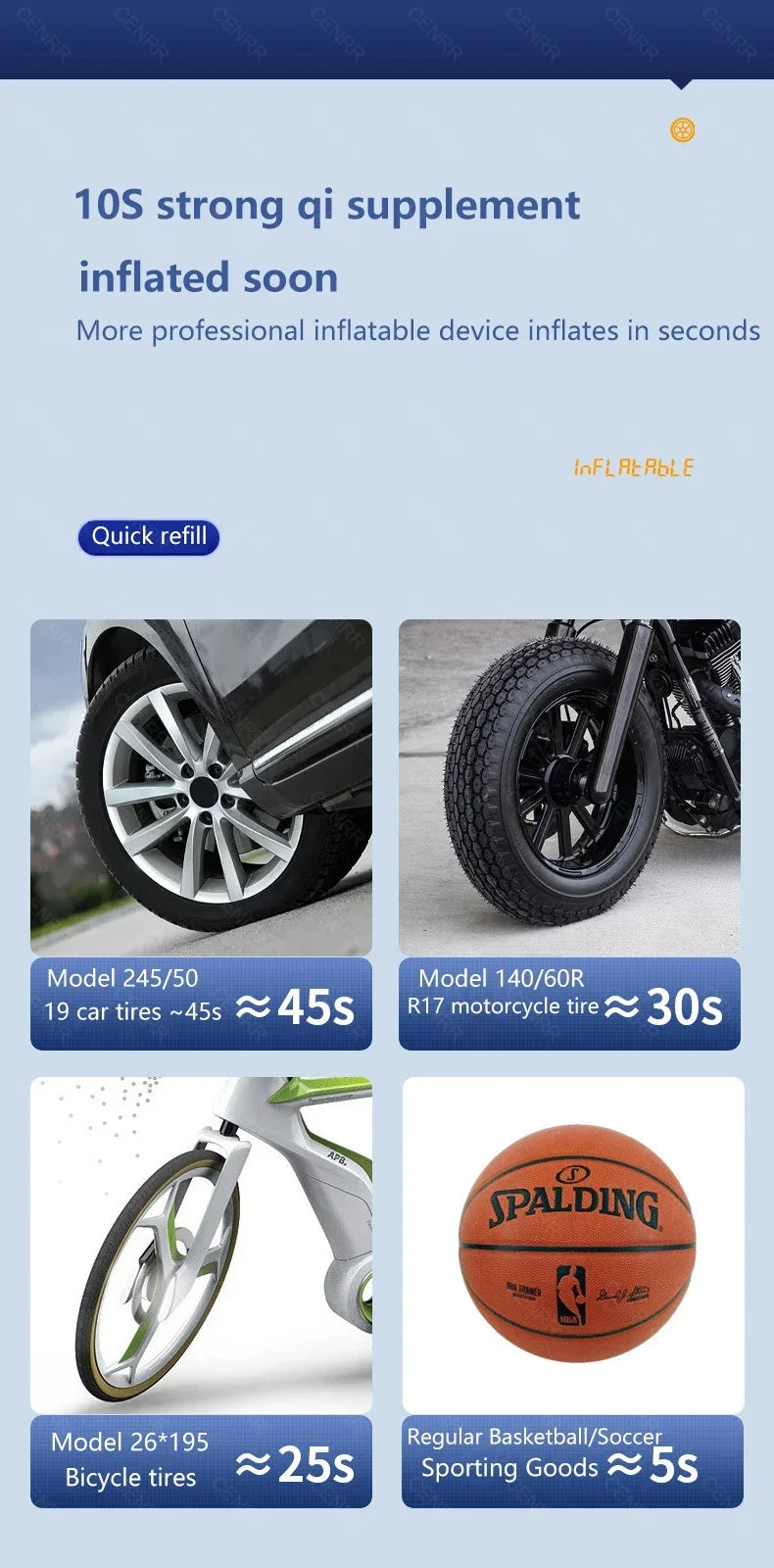 Compresor de aire inalámbrico portátil para inflar neumáticos – Bomba de aire eléctrica digital LCD para coches, motocicletas, bicicletas y balones deportivos