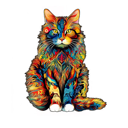 Rompecabezas de madera con diseño único de gato – Juguete rompecabezas con formas irregulares de animales, juego de ocio, decoración creativa para el hogar y regalo de Halloween, Navidad, cumpleaños