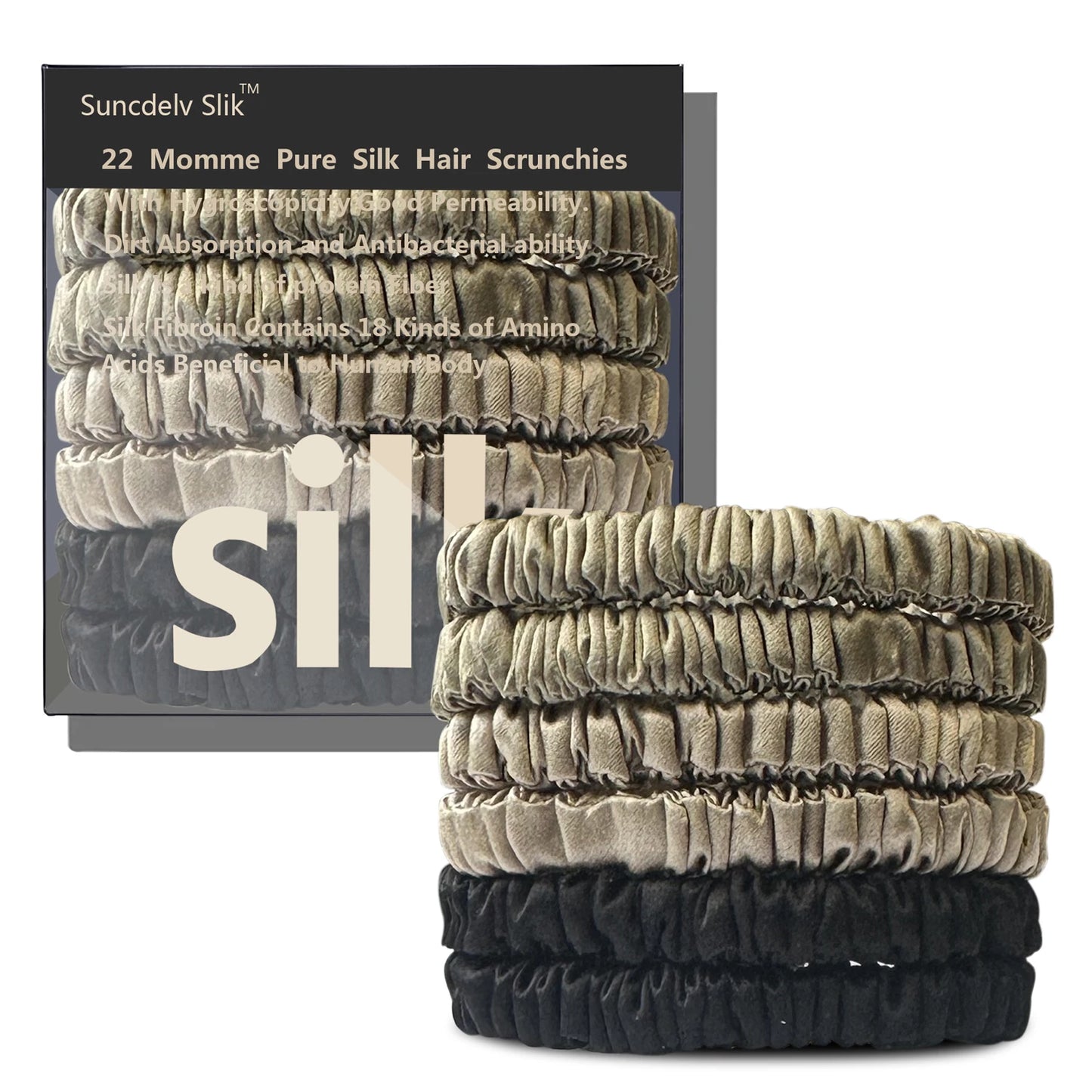 6 Lazos de Seda Pura Morera – Elásticos de Seda Hechos a Mano para Mujer y Niña | Lujosos Accesorios para el Cabello en Caja de Regalo