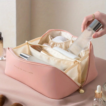 Trousse de Maquillage de Luxe pour Femmes – Trousse de Toilette Portable, Pochette de Rangement Cosmétique avec Fermeture Éclair, Boîte de Rangement de Voyage pour Maquillage, Soins de la Peau et Essentiels Personnels