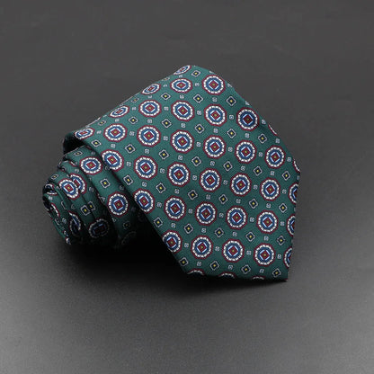 Men's 7.5cm Soft Silk Necktie – Floral & Dot Pattern Tie for Weddings, Business, Parties & Formal Wear