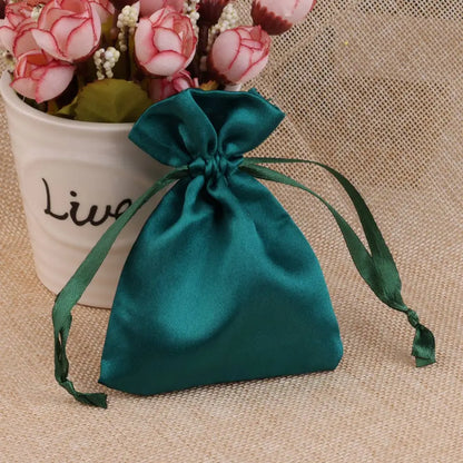 10/25/50PCS Bolsas de Regalo de Seda Satinada con Cordón para Joyas – Bolsitas de Lujo para Bodas, Fiestas, Dulces, Joyas y Empaque de Regalo