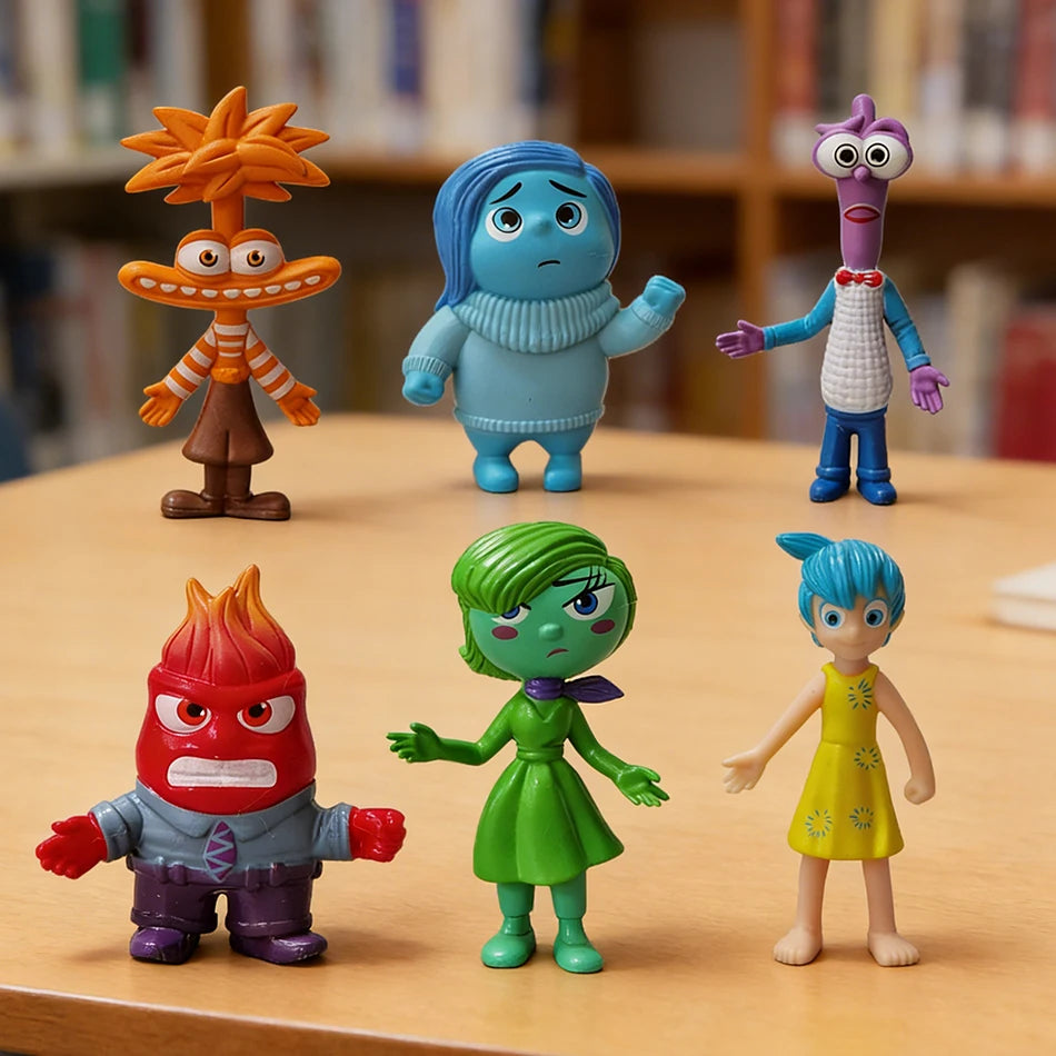 6PCS Inside Out Riley Emotional Friends PVC Action Figures – Cartoon Anime Model Figurines for Kids, Toy Collection, Room Decoration & Gifts