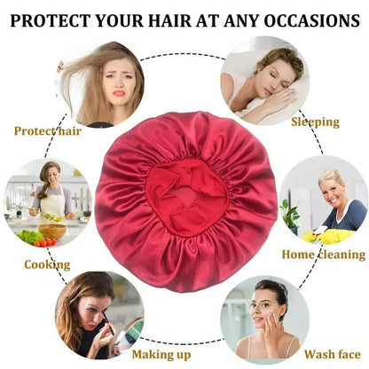Silky Satin Sleep Bonnet with Elastic Band – Wide Brim Night Cap Hair Wrap for Sleeping & Hair Protection