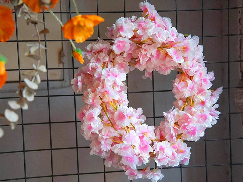 180cm Artificial Sakura Flower Vine – Realistic Faux Cherry Blossom Garland for Wedding Arches, Garden Décor, Party Decorations, Christmas & DIY Floral Projects
