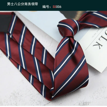 Corbata de hombre de 8 cm con rayas tejidas, formal de negocios para bodas, oficina y fiestas