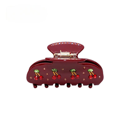 Pinzas para el pelo de cereza bonitas – Pinzas para el pelo de acetato con diamantes de imitación de frutas, flores y mariposas para mujeres y niñas | Accesorios para el pelo de moda Kawaii