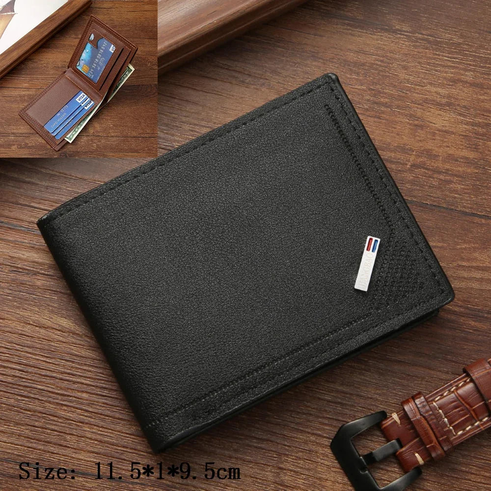 Billetera de cuero de gran capacidad para hombre con ventana para identificación, ranuras para tarjetas y monedero.
