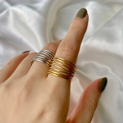 Bague Skyrim en acier inoxydable cœur géométrique pour femme, réglable, ouverte, pour fête, esthétique
