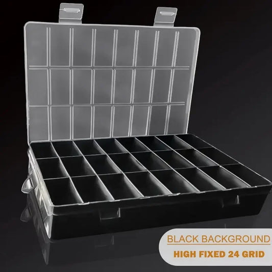 Caja de Almacenamiento de Plástico con 24 Rejillas – Estuche Organizador con Compartimentos para Joyas, Pendientes, Cuentas y Piezas Pequeñas para Almacenamiento en el Hogar, Manualidades y Organización de Exhibiciones