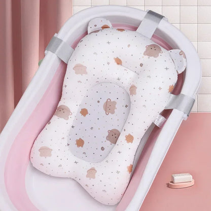 Tapete de soporte para bañera de bebé recién nacido – Cojín de baño plegable antideslizante para bebés, almohadilla de bañera de seguridad con diseño de dibujos animados para baby shower, soporte cómodo para lactancia y baño