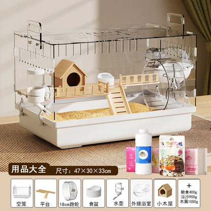 Acrylic Hamster Cage – Transparent Rodent Habitat with Accessories, Luxury Villa Enclosure for Syrian, Dwarf Hamsters, Gerbils & Mice
