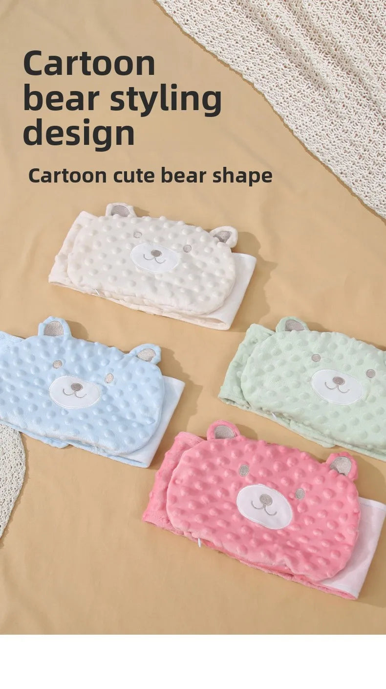 Faja suave para bebé con paquete térmico de frijoles rojos – Envoltura abdominal de dibujos animados para bebés para calor, alivio de gases y comodidad estomacal