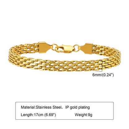 Waterproof Stainless Steel Chain Bracelet – Gold Plated Stackable Link Bracelet for Women | Trendy Fashion Jewelry Gift