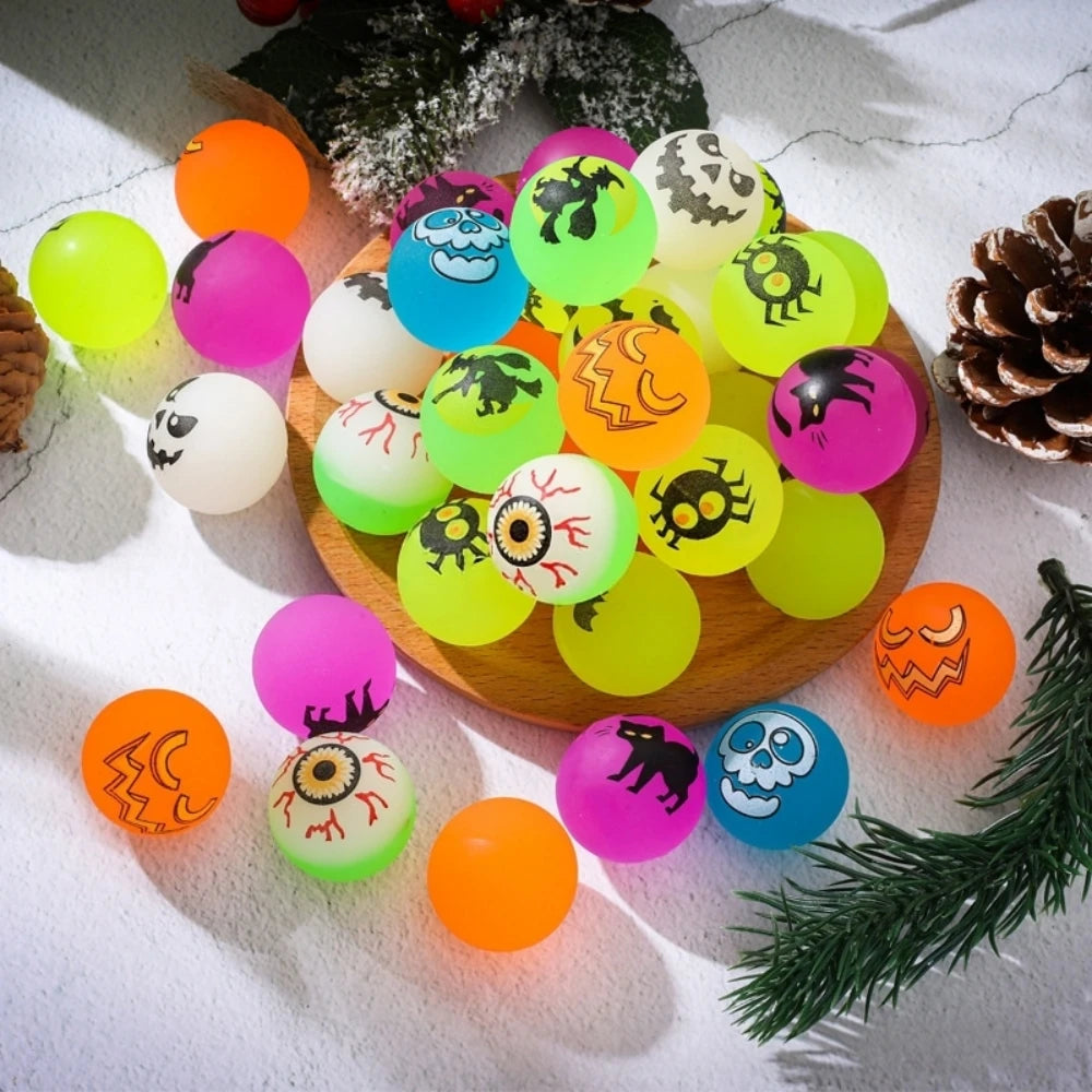 10–100PCS Mini Glow-in-the-Dark Halloween Bouncing Balls – Spider, Bat & Ghost Party Favors, Gift Bag Fillers & Spooky Decorations