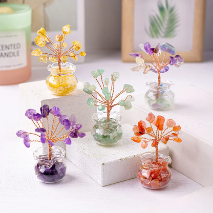Arbre à vœux en cristal naturel – Arbre à vœux bonsaï en cristal Feng Shui de guérison Reiki pour la décoration de la maison, du bureau et de la table