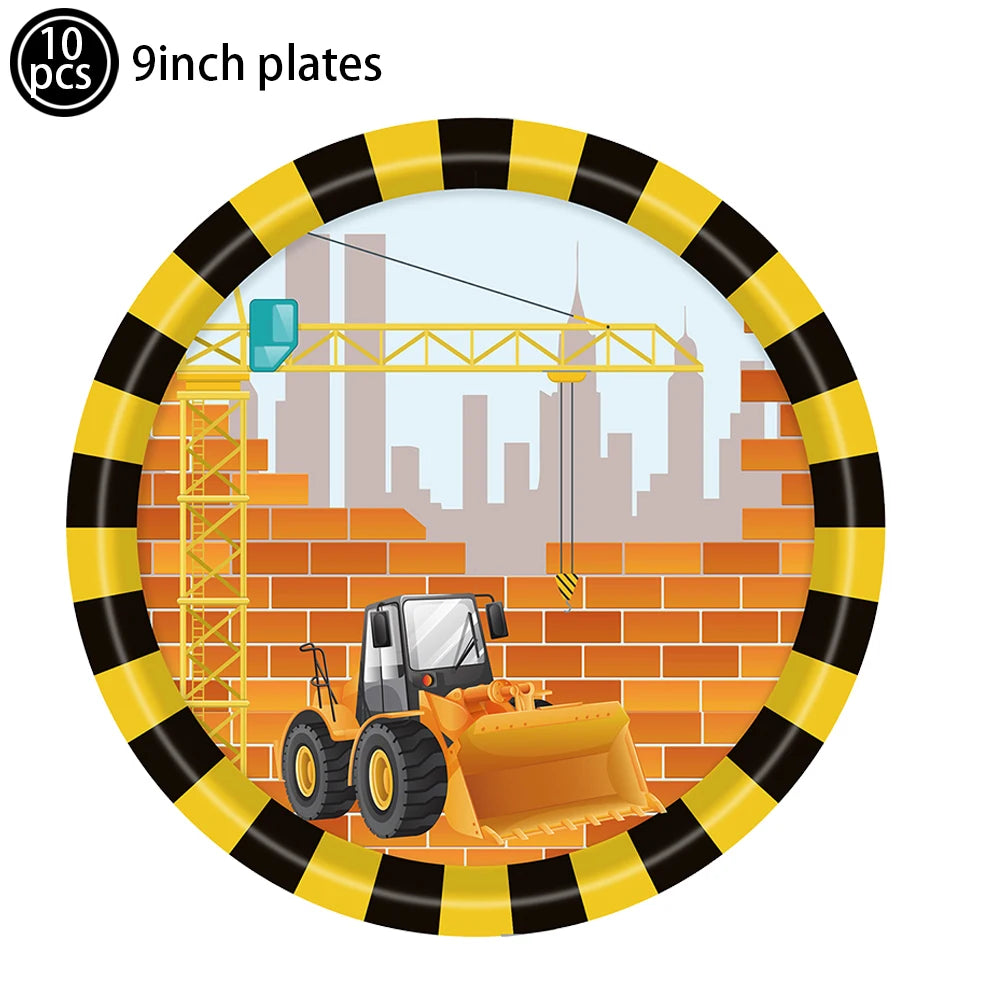 Construction Truck Birthday Party Tablecloth – Excavator & Engineering-Themed Table Runner for Boys' Construction Party Decorations