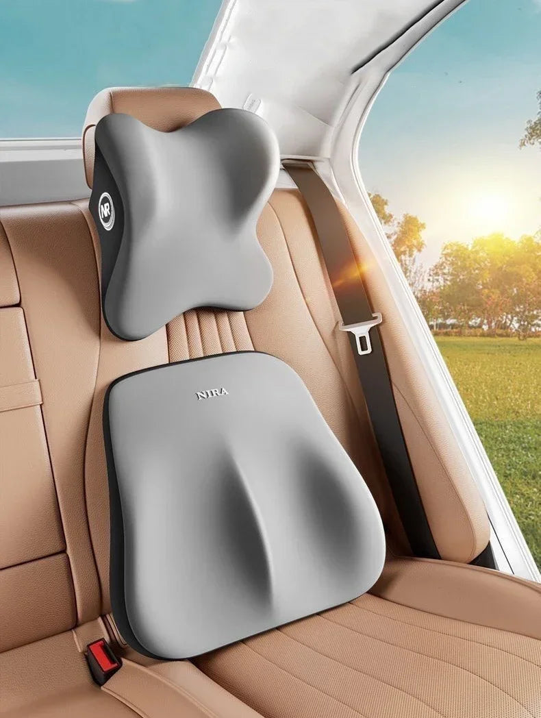 Ensemble coussin appui-tête et support lombaire en mousse à mémoire de forme pour voiture – Oreiller universel cou et dos pour un confort de conduite