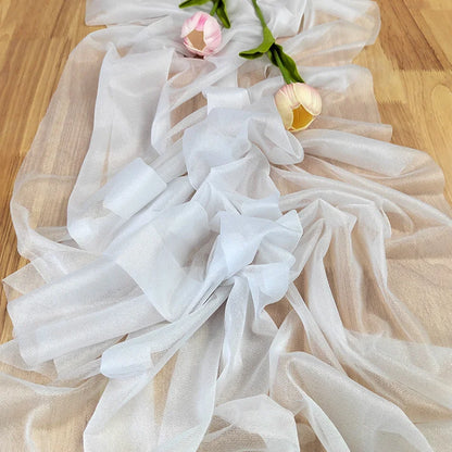 Camino de mesa de gasa - Decoración de arco de boda de tela de seda transparente | Decoración de mesa bohemia para cumpleaños y eventos