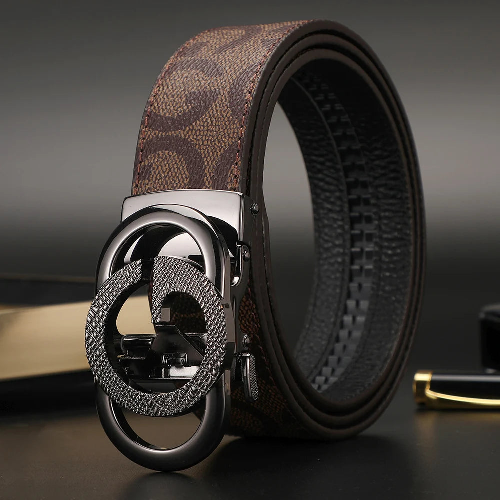 Men's Luxury-Style Canvas & Leather Belt – Automatic Buckle Designer-Style Waist Belt for Business, Jeans & Casual Everyday Wear