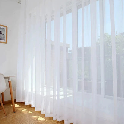 Cortinas de tul blanco transparente modernas – Paneles transparentes para ventanas de sala de estar y dormitorio