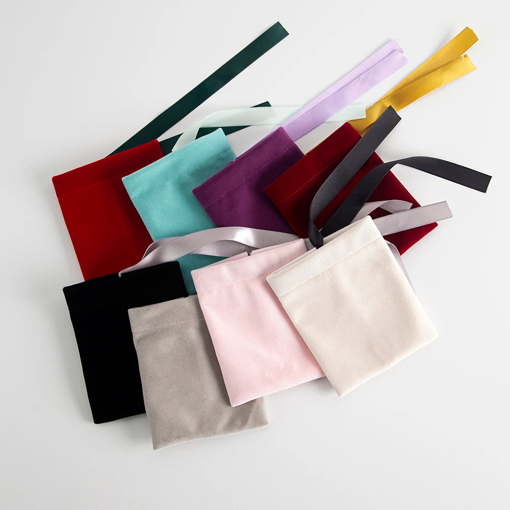 10 Bolsas de Terciopelo con Cordón – Bolsitas de Regalo con Cinta 10x12cm para Empaque de Joyas, Recuerdos de Boda, Almacenamiento de Viaje y Dulces