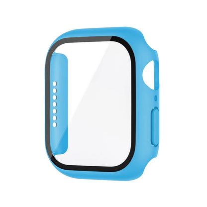 Funda con protector de pantalla de cristal templado para Apple Watch Series 10, 9, 8, 7, 6, SE y 5 (38 mm-46 mm) – Cubierta protectora completa 2 en 1
