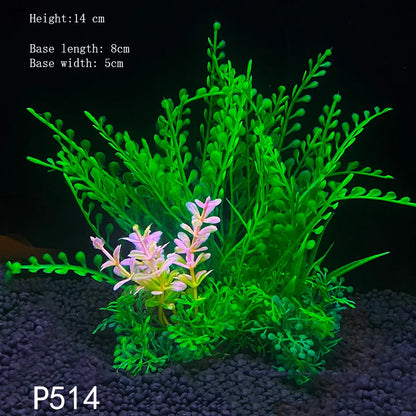 Artificial Underwater Aquarium Plants – Plastic Aquatic Fake Shrubs & Green Water Grass for Fish Tank Landscaping, Realistic Simulated Decor