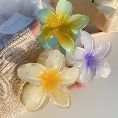 Pinzas de pelo hawaianas con diseño floral degradado – Pasadores grandes florales tropicales para mujer | Accesorios de moda para el pelo para vacaciones en la playa