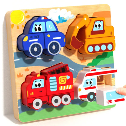 Montessori Wooden Building Blocks Color & Shape Matching Puzzle Educational Toy for Kids