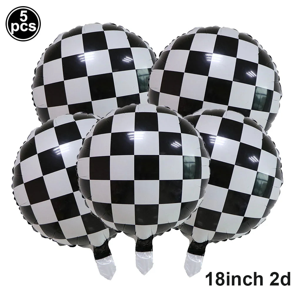 Racing Car Birthday Party Decorations – Race Car, Tire Wheel, Traffic Cone & Checkered Balloons for Kids' Racing-Themed Parties