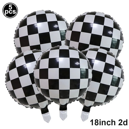 Racing Car Birthday Party Decorations – Race Car, Tire Wheel, Traffic Cone & Checkered Balloons for Kids' Racing-Themed Parties