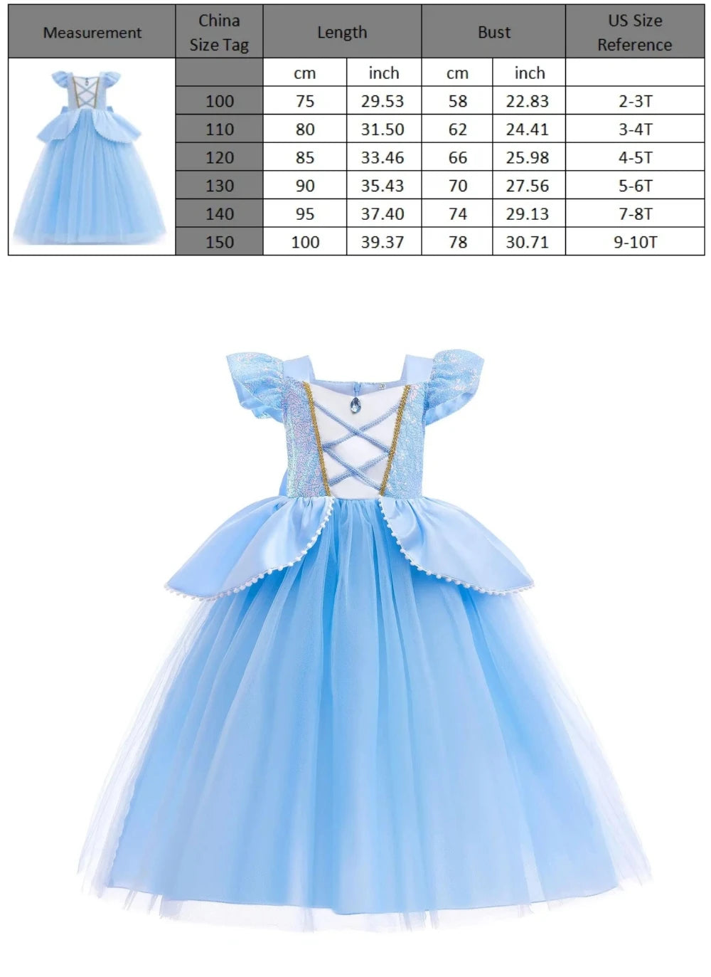 Vestido de disfraz de princesa para niña – Traje de fiesta de cuento de hadas para Halloween, carnaval y regalos de cumpleaños