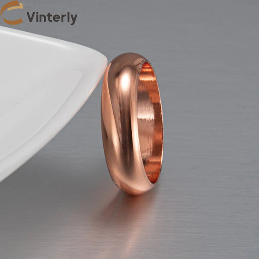 Anillo de 6 mm de cobre puro para hombres y mujeres - Anillo de banda ancha minimalista de alto pulido para dedos | Joyería unisex vintage
