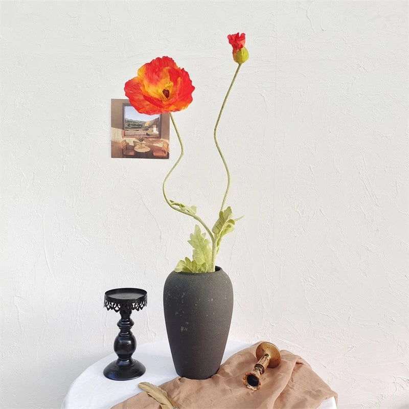 105cm Artificial Poppy Flowers – Large Realistic Faux Floral Stem for Wedding Decor, Vase Arrangements, Home Decoration, Photo Props & Window Displays