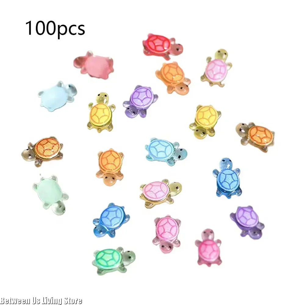 100 Piezas Mini Figuritas de Tortuga que Brillan en la Oscuridad – Miniaturas de Tortuga de Resina para Jardines de Hadas, Micropaisajismo, Decoración de Acuarios y Manualidades DIY