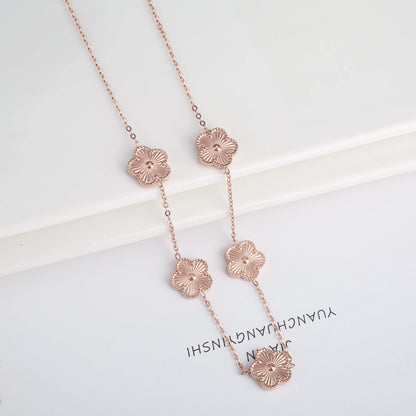 Stainless Steel Five Leaf Flower Clover Bracelet for Women Girls Adjustable Laser Petal Classic Brand Jewelry Gift
