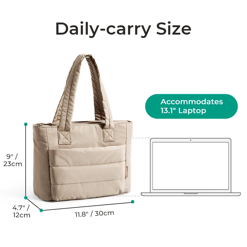 BAGSMART Lightweight Quilted Tote Bag for Women Large Capacity Shoulder Handbag with Compartments for Travel, Work & Gym