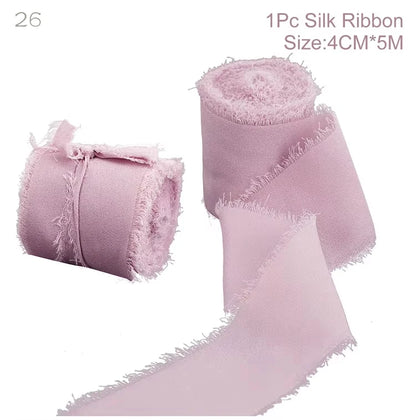 Ruban de soie en mousseline effilochée de 5 m – Ruban fait main déchiré pour bouquet de mariage et emballage cadeau