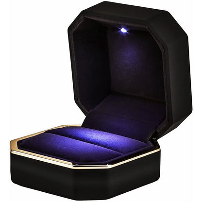 LED Velvet Jewelry Gift Box for Rings, Necklaces & Pendants – Luxury Lighted Proposal, Engagement & Wedding Display Case