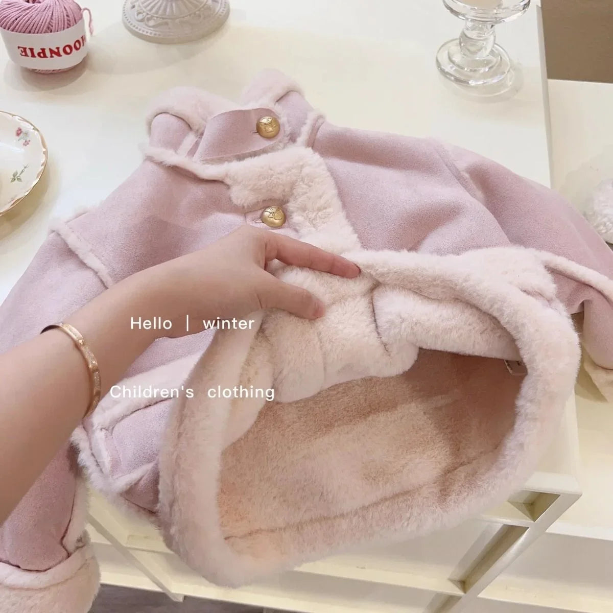 Girls Winter Coat with Plush Lining, Thick Cotton-Padded Baby Jacket, Fashionable Warm Outerwear for Kids and Toddlers
