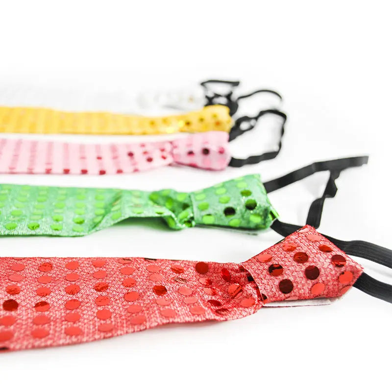 10PCS Men’s Sequined Neckties – 70s Retro Glitter Ties for Banquets, Festivals, Parties, Weddings & Costume Clothing Accessories
