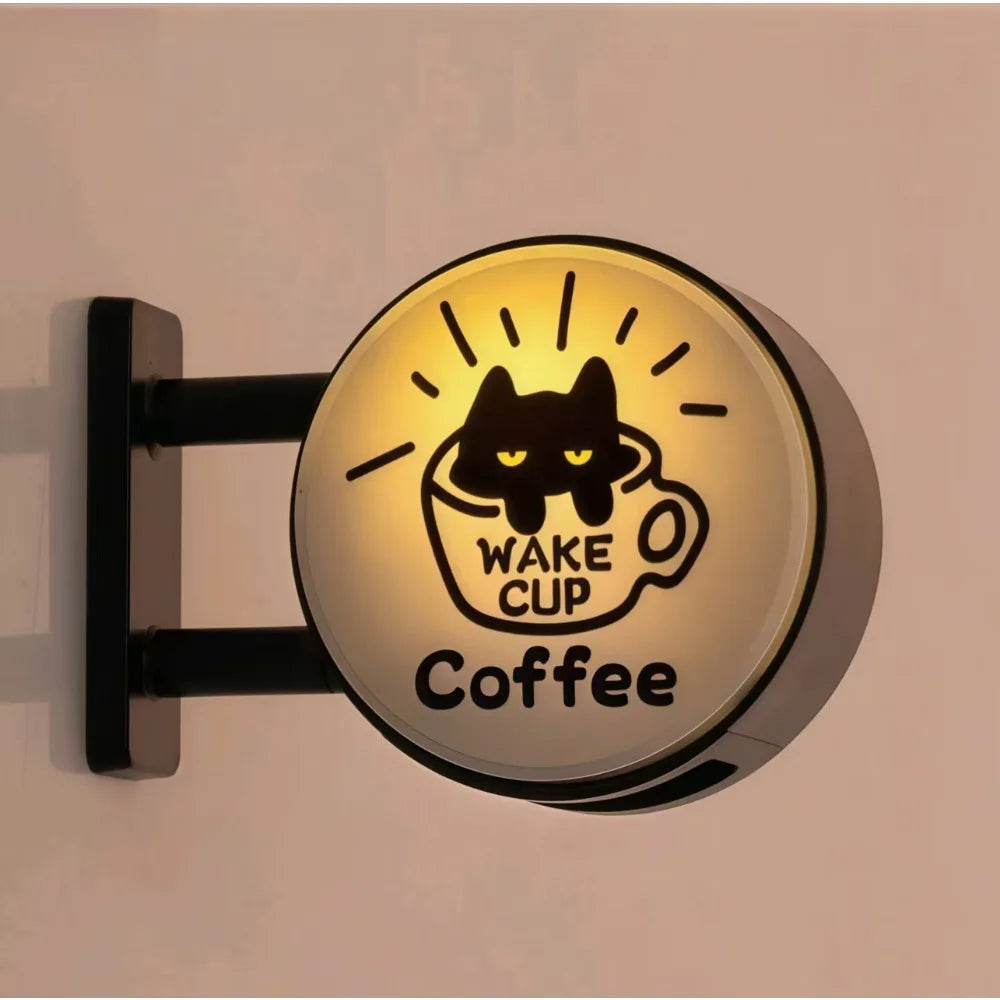 Retro Coffee Shop Fridge Magnet – Glowing Miniature Coffee Corner Magnetic Ornament for Home Décor