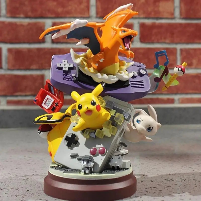 Figura de anime Pokémon de 20 cm – Estatua de PVC de Pikachu, Mew y Charizard para exhibición de mesa, decoración de sala de juegos y regalos para coleccionistas