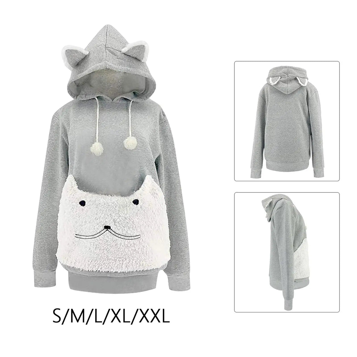 Pet Hoodie Sweatshirt with Large Front Pouch – Cozy Polar Fleece Pullover for Carrying Small Dogs & Cats, Loose Fit Puppy & Kitten Clothing
