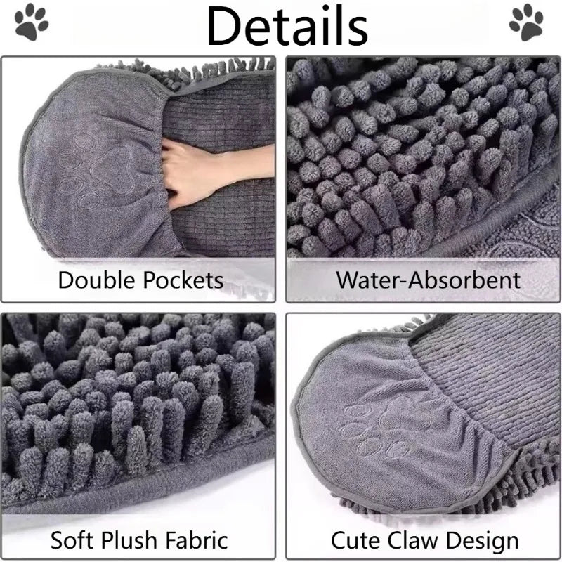 Quick-Dry Pet Bath Towel – Soft Super-Absorbent Dog Bath Robe & Cat Towel, Convenient Washcloth for Pet Cleaning, Bathing & Grooming