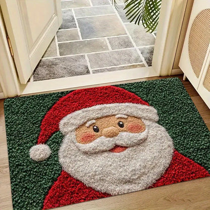 Christmas Door Mat – Santa Claus & Gingerbread Holiday Welcome Rug for Indoor & Outdoor Home Décor