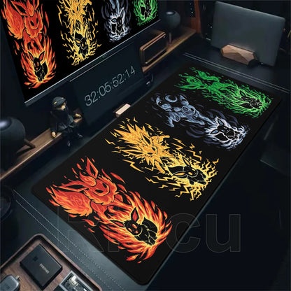 Japan Anime Gamer XXL Desk Mat – Eevee Kawaii Extended Mouse Pad (900×400 Gaming Keyboard & Mouse Pad)