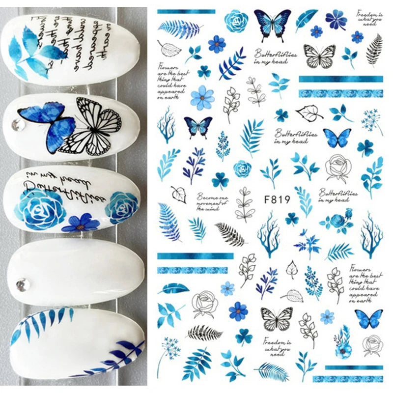 3D Christmas Nail Art Stickers – Snowflake & Winter Tree Nail Decals for Nail Tips Decoration