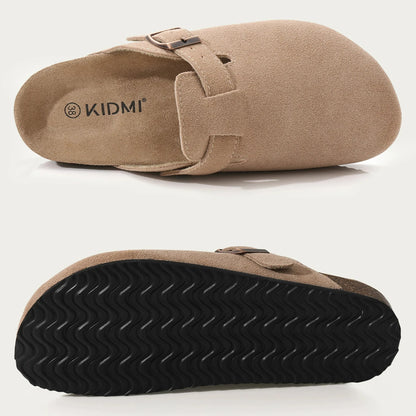 Zuecos de ante Crestar Cork – Zapatillas tipo mules unisex antideslizantes con soporte para el arco del pie